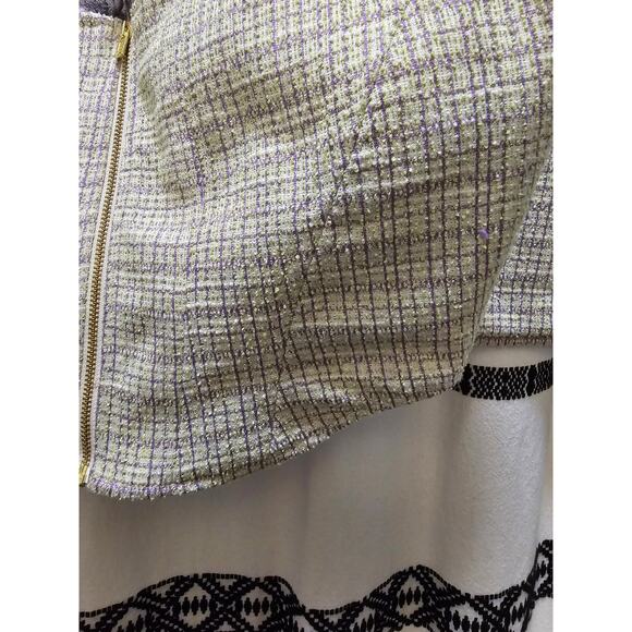 NWT WAYF light green glittery tweed corset style crop top miniskirt set large - Picture 4 of 12